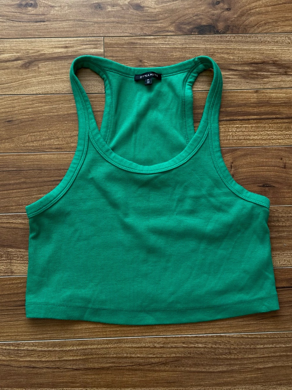 Dynamite Green Ribbed Racerback Crop Tank Top Size M